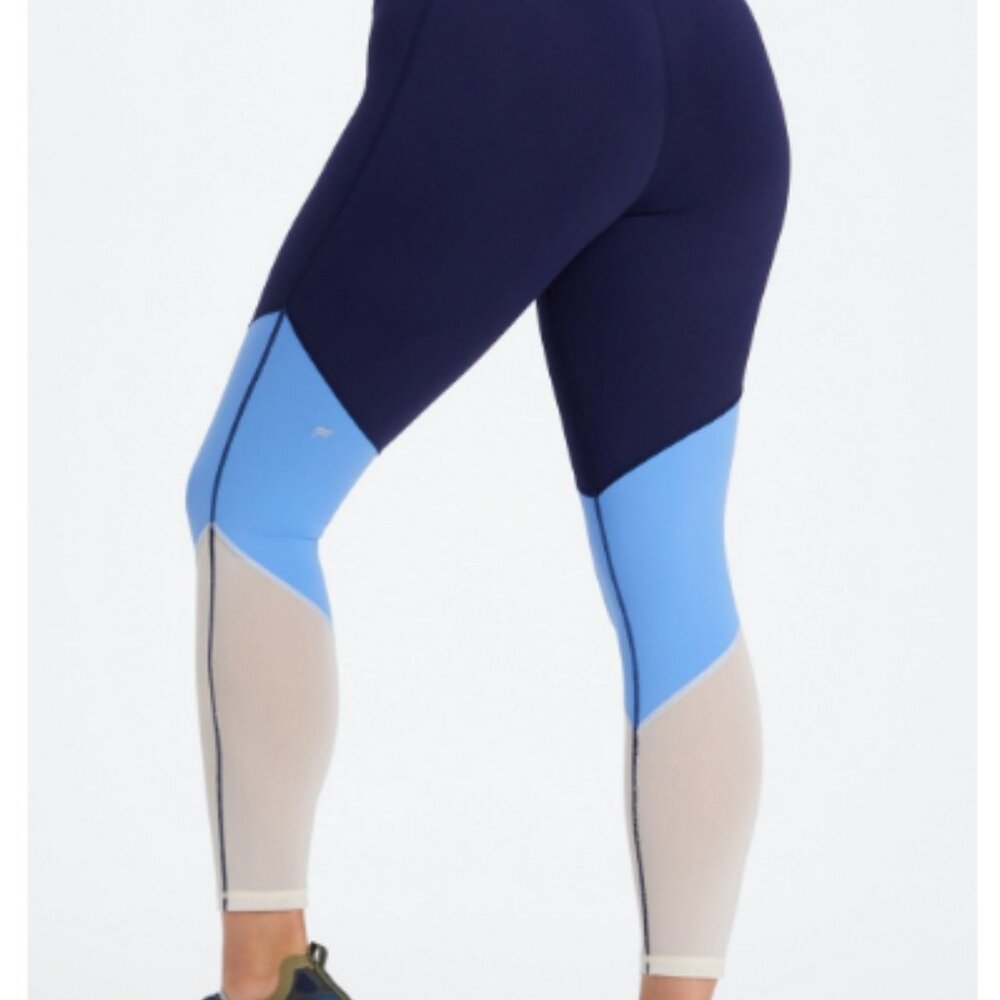 Fabletics Zone High-Waisted 7/8 Legging Large Multi Color Deep Navy EUC
